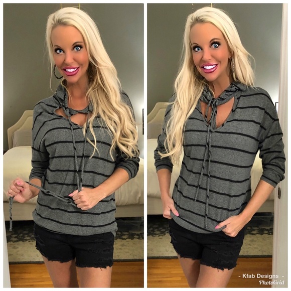 ❤️LAST 3! Adorable and So SOFT Striped Hoodie! - Picture 3 of 3